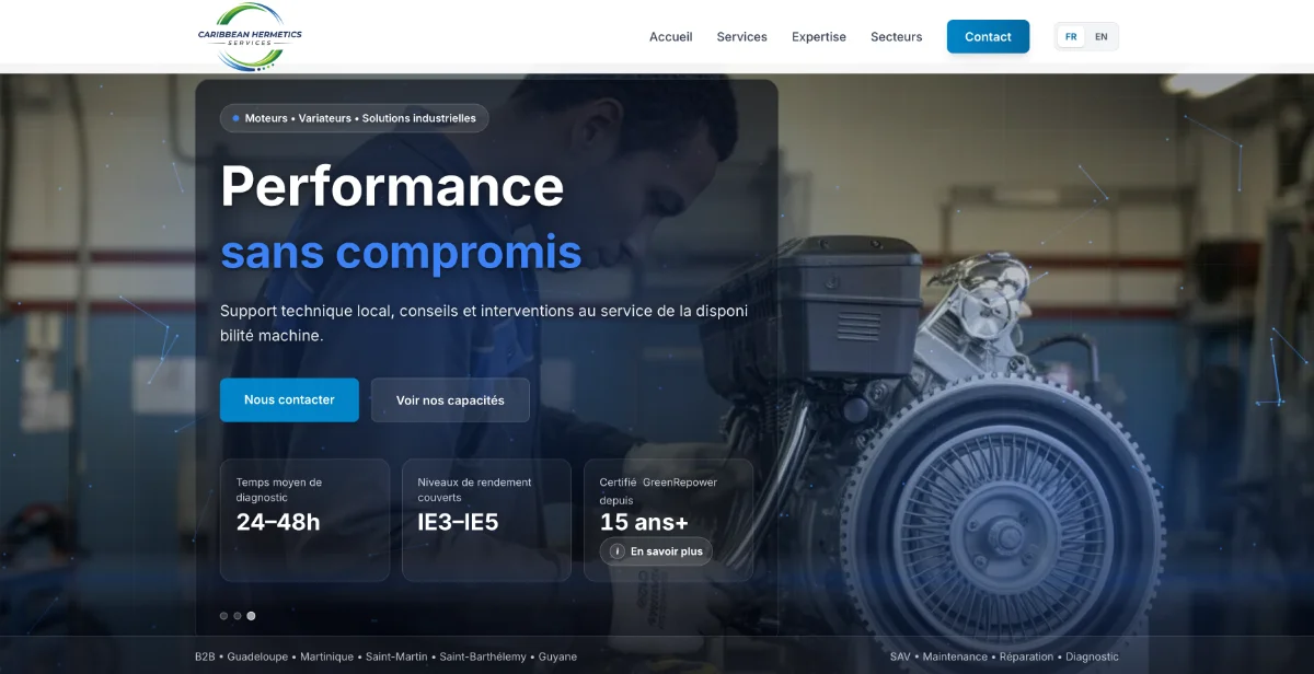 Page d'accueil du site Caribbean Hermetics Services