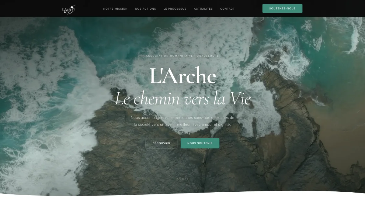 Page d'accueil du site de L'Arche, le chemin vers la Vie